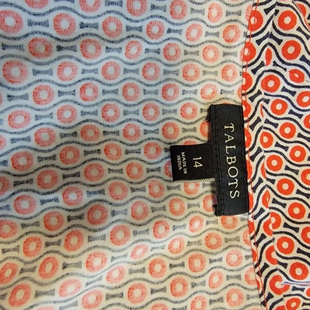 Talbots Red, White And Blue Print Sleeveless Top Size 14 - Picture 5 of 6